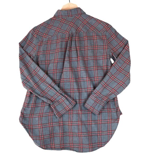 J.Crew Women’s Plaid Flannel Shirt Size 2 Red Gray Cozy Preppy Button Down - Picture 2 of 7
